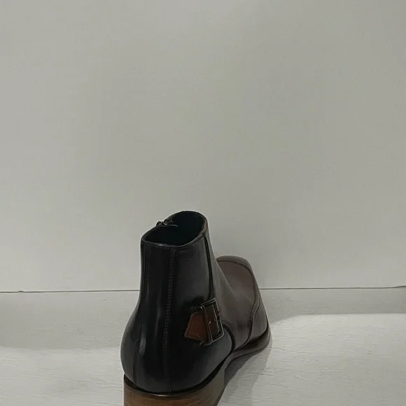 Duca ankle boot cognac Italian leather point toe side zipper - Picture 4 of 5